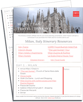 Milan 2 Day Travel Itinerary-FREE Printable images