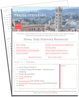 Siena 2 Day Travel Itinerary-FREE Printable images