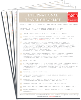 International Travel Checklist-FREE Printable