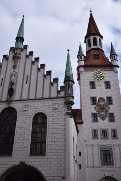 Clock Tower in Marienplatz Munich Germany