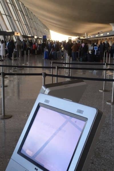 Airport check in kiosk avoids airport lines