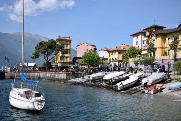 Boat on water Varenna Lake Como Italy