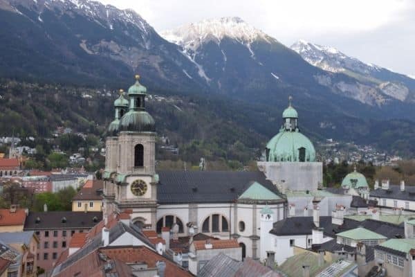 Innsbruck Austria skyline and Austrian alps