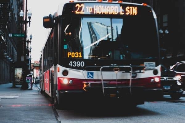 Public transportation bus saves money for travel