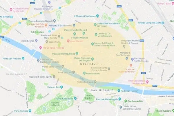 Where to stay in Florence Italy map