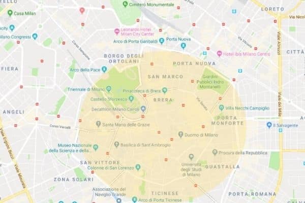 Where to stay in Milan Italy map