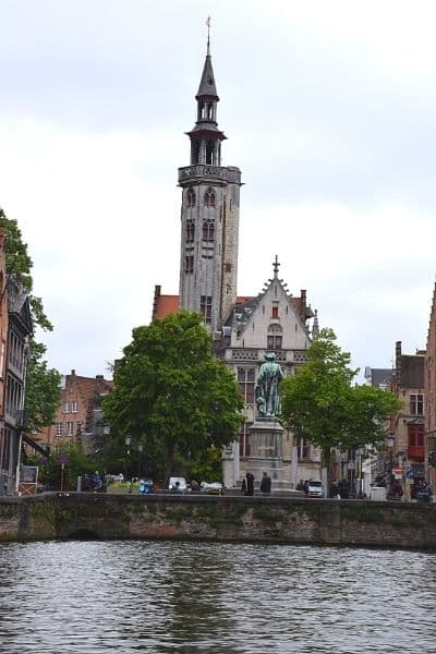 Jan Van Eyck Square from Bruges canal