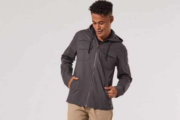 Pact-Woven Hooded Field Jacket-mens grey