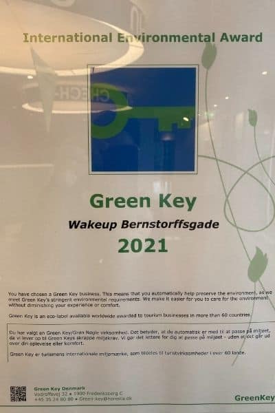 Wakeup Bernstorffsgade Hotel-Green Key sign