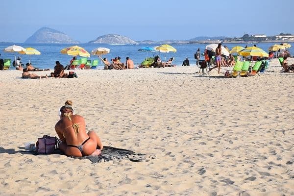 Girl on beach Copacabana Beach Rio de Janeiro
