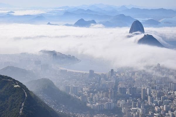 Rio de Janeiro and Sugar Loaf Mountain in fog