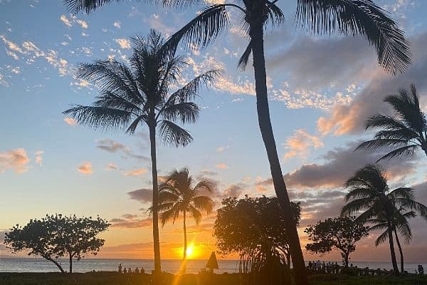 Sunset on beach west Maui Hawaii 4 day itinerary