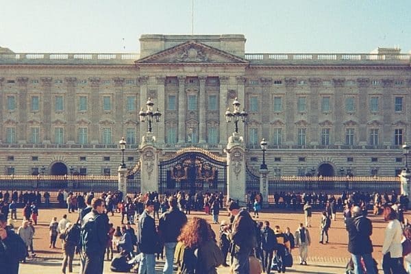 Tourists at Buckingham Palace London England