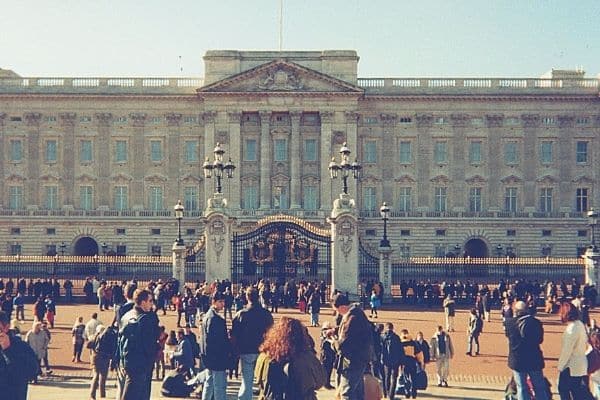 Tourists at Buckingham Palace London England