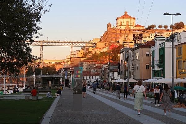 stroll Gaia riverfront at sunset on Porto solo travel