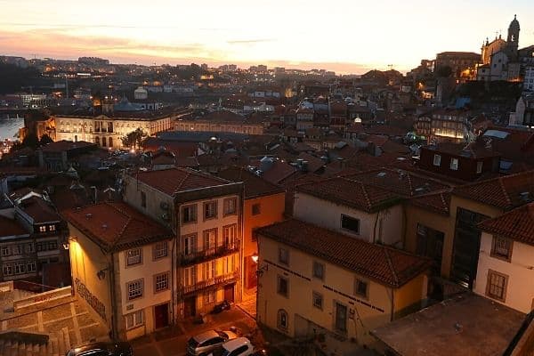 Porto skyline at sunset