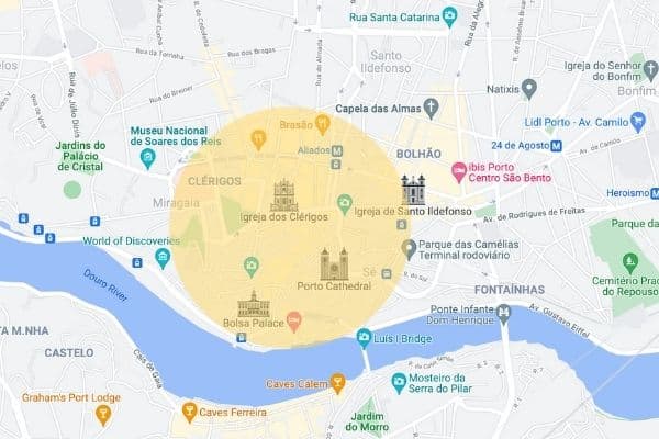 Where to Stay in Porto map