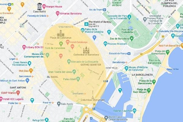 Where to stay in Barcelona map