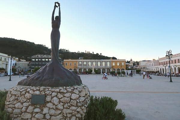 Solomos Square at dusk Zante Town Zakynthos