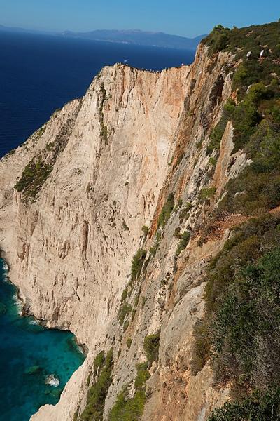 tourists on edge of cliffs Shipwreck View Point Zakynthos