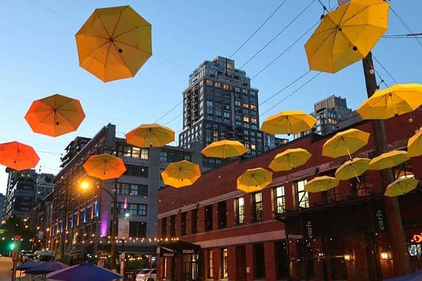 Yellow umbrellas Yaletown_Vancouver BC Canada