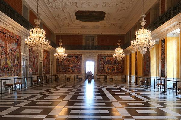 Christiansborg Castle hall and tapestries in Copenhagen