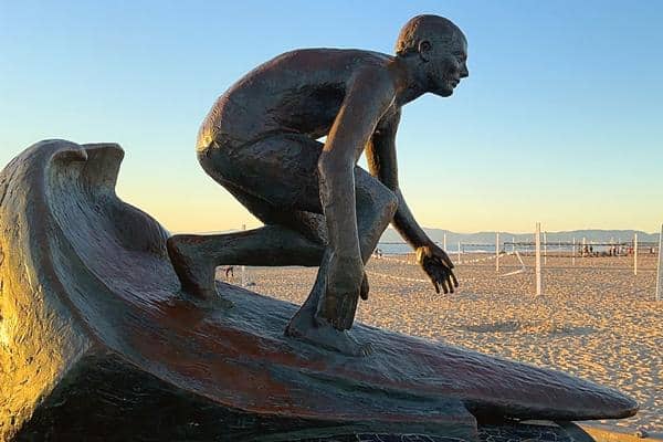 Hermosa Beach surfer statue