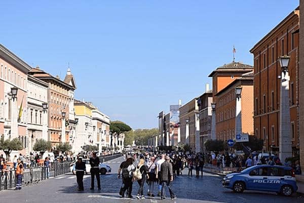 People walking Via della Conciliazione Rome