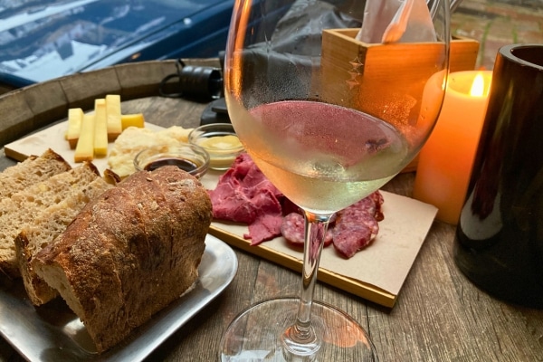 wine and charcuterie board at Bokovka Prague