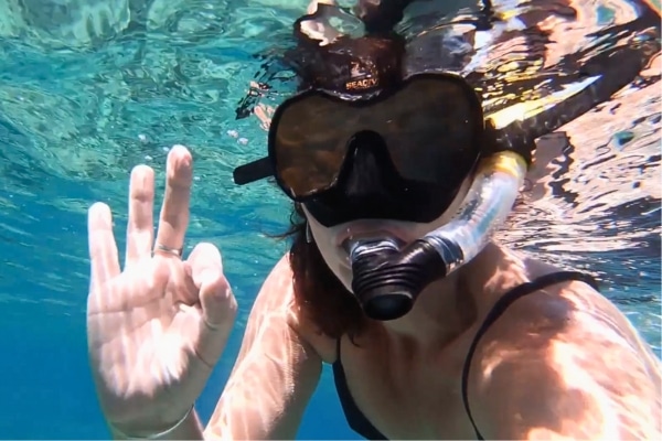 Gwen solo snorkeling in Zakynthos Greece