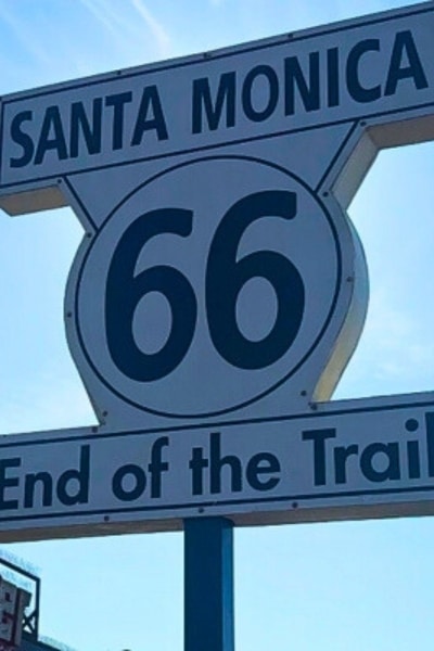 Santa Monica Pier Rt 66 sign