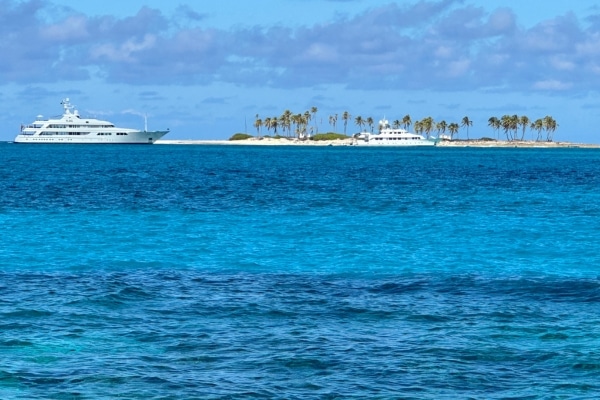 Yachts at a Bahamian island