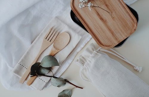 Bamboo utensil set and container