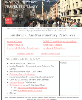 Innsbruck 1 Day Travel Itinerary-FREE Printable image