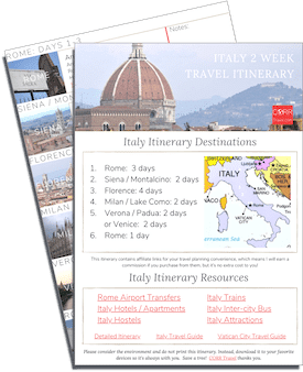 Italy 2 Week Travel Itinerary-FREE Printable images