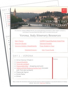Verona 2 Day Travel Itinerary-FREE Printable images